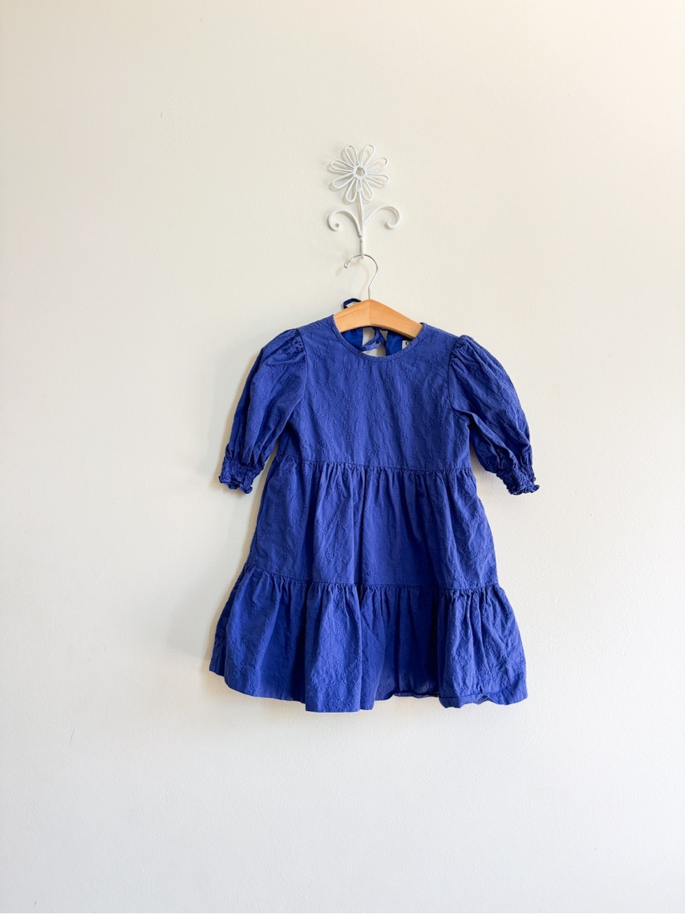 Gabby embroidered colbalt Blue Tiered Kids Dress